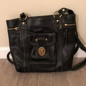 Coach saddle leather crossbody tote